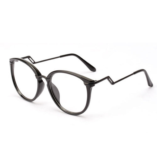 Women Men Retro Round Nerd Glasses Curving Earstems Semi Metal Frame Spectacles Oculos Feminino