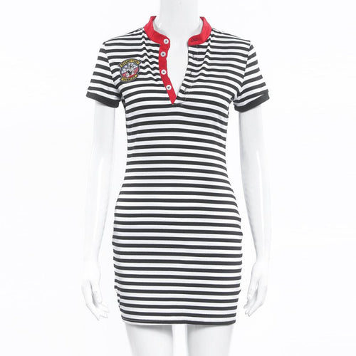 Vestidos Women Stripe Bodycon Dress Casual White Plus  Sexy Slim Mini Dresses