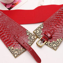 Vintage Metal Buckle Stylish Women Elastic Wide Waist Belt Leather Waistband