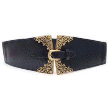 Vintage Metal Buckle Stylish Women Elastic Wide Waist Belt Leather Waistband