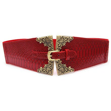 Vintage Metal Buckle Stylish Women Elastic Wide Waist Belt Leather Waistband