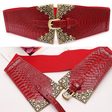Vintage Metal Buckle Stylish Women Elastic Wide Waist Belt Leather Waistband