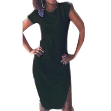 Vogue Women Lady Casual O Neck Split Cocktail Long Dress  Style