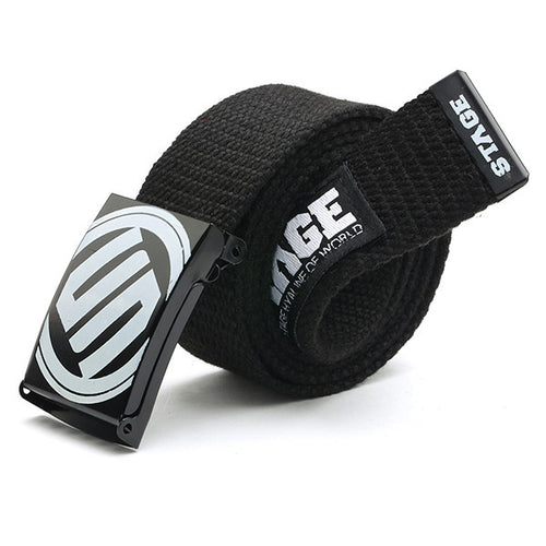 Waist Belt Men Women Casual Smooth Buckle Canvas Waistband Strap Belt