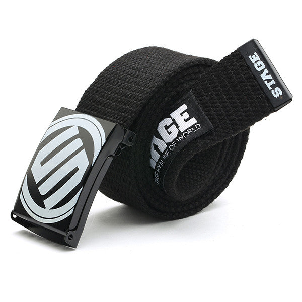 Waist Belt Men Women Casual Smooth Buckle Canvas Waistband Strap Belt