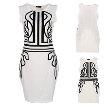 White Sleeveless Embroidery Dress on Super Deal Bodycon Work Dress Elegant Lady Trendy Women Dress