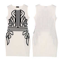 White Sleeveless Embroidery Dress on Super Deal Bodycon Work Dress Elegant Lady Trendy Women Dress