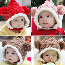 Baby Hat 0-5Y Infant Multicolored Warm Knitted Hats Two Balls Cap Xmas