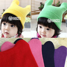 Hat Baby Kids Cute Ox Horn Knitted Wool Hats Boys Girls Warm Beanies Caps 1-9Y