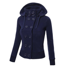 Warm Coat Women Double-breasted Long Sleeve Jacket Hoodies Outwear