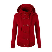 Warm Coat Women Double-breasted Long Sleeve Jacket Hoodies Outwear