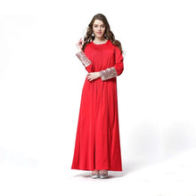 Woman's Kaftan Abaya Jilbab Islamic Muslim Wear Sequin Long Sleeve Maxi Dresses PY3