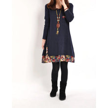 Women Floral Pieced Loose Casual Pullover WarmSkirt Dress Clothing
