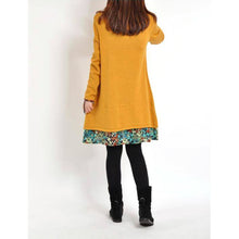 Women Floral Pieced Loose Casual Pullover WarmSkirt Dress Clothing