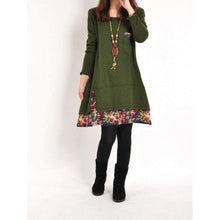 Women Floral Pieced Loose Casual Pullover WarmSkirt Dress Clothing