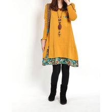 Women Floral Pieced Loose Casual Pullover WarmSkirt Dress Clothing