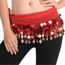 Women Belly Dance Hip Skirt Scarf Wrap Crystal Sequins Belt Coins Dancewear