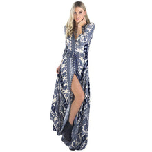 Women Boho Long Maxi Evening Party Dress Lady V-neck 3/4 Sleeve Thin Beach Dress