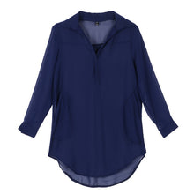 Women Casual Loose Long Chiffon Shirts Long Sleeve Turn Down Collar Sexy Blouses Tops Plus  Mini Dress Vestidos