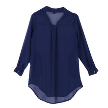 Women Casual Loose Long Chiffon Shirts Long Sleeve Turn Down Collar Sexy Blouses Tops Plus  Mini Dress Vestidos