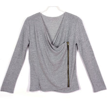 Women Casual Loose Zipper Sweater Long Sleeve Irregular Knitwear Top Coat