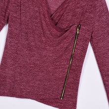 Women Casual Loose Zipper Sweater Long Sleeve Irregular Knitwear Top Coat