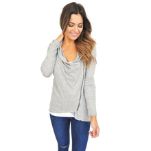 Women Casual Loose Zipper Sweater Long Sleeve Irregular Knitwear Top Coat
