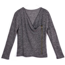 Women Casual Loose Zipper Sweater Long Sleeve Irregular Knitwear Top Coat
