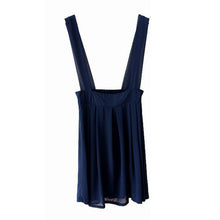 Women Chiffon Flared Skirt With Suspenders Braces Pastel Elastic Waist Solid Skirts