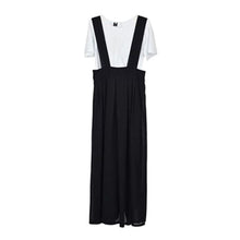 Women Chiffon Flared Skirt With Suspenders Braces Pastel Elastic Waist Solid Skirts