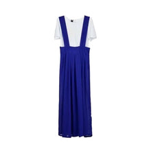 Women Chiffon Flared Skirt With Suspenders Braces Pastel Elastic Waist Solid Skirts