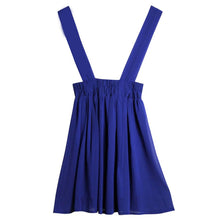 Women Chiffon Flared Skirt With Suspenders Braces Pastel Elastic Waist Solid Skirts
