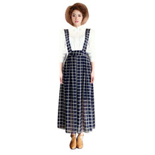 Women Chiffon Flared Skirt With Suspenders Braces Pastel Elastic Waist Solid Skirts