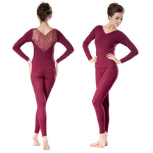 Women Deep V Neck Warm Thermal Underwear Long Johns Set Tops Pant Pajama Sets