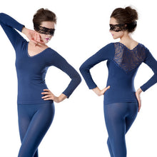 Women Deep V Neck Warm Thermal Underwear Long Johns Set Tops Pant Pajama Sets