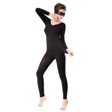 Women Deep V Neck Warm Thermal Underwear Long Johns Set Tops Pant Pajama Sets