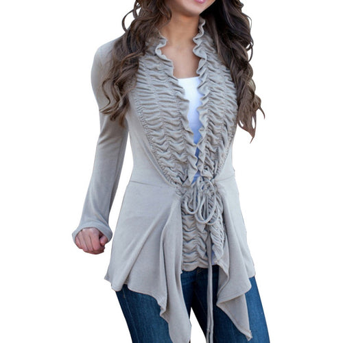 Women  Irregular Cardigan Sweater Long Sleeve Casual Knitted Coat Outwear