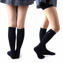 Women Girl College Stretch Knee Embroidery Crew Cotton Socks P1