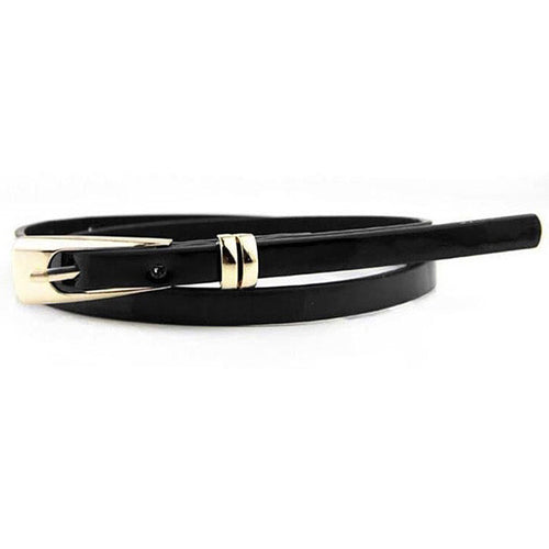 Women Girls  Candy Color PU Leather Belts Thin Skinny Waistband Belt  P6Y