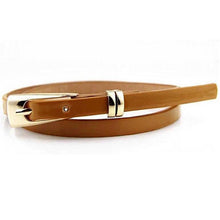 Women Girls  Candy Color PU Leather Belts Thin Skinny Waistband Belt  P6Y