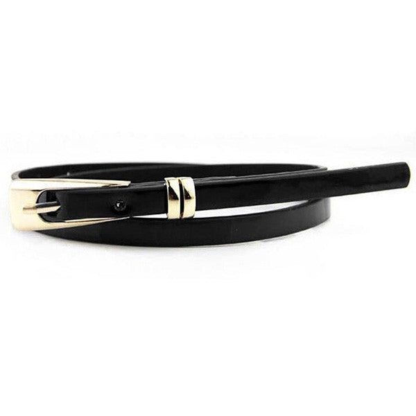 Women Girls  Candy Color PU Leather Belts Thin Skinny Waistband Belt  P6Y