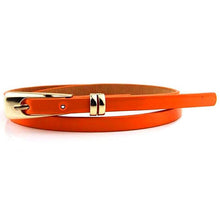 Women Girls  Candy Color PU Leather Belts Thin Skinny Waistband Belt  P6Y