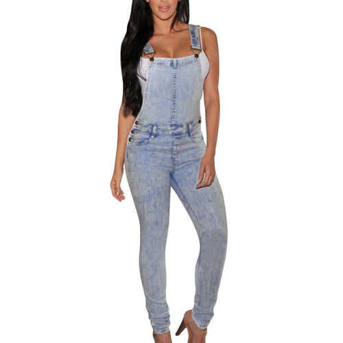 Women Girls Washed Jeans Denim Casual Hole Loose Jumpsuit Romper Overall Pants