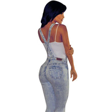 Women Girls Washed Jeans Denim Casual Hole Loose Jumpsuit Romper Overall Pants