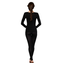 Women Lace V Neck Thermal Underwear Set Top and Pants Long Johns Sets Pajamas Sleepwear
