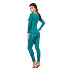Women Lace V Neck Thermal Underwear Set Top and Pants Long Johns Sets Pajamas Sleepwear