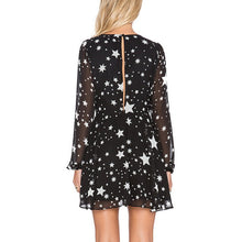 Women Ladies Deep V-Neck Party Short Mini Dress Casual Star Printed Chiffon Dresses
