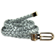 Women Ladies Weaved Braid PU Leather Skinny Narrow Waistband Waist Belt 1cm Wide