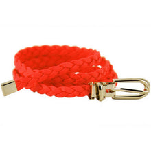 Women Ladies Weaved Braid PU Leather Skinny Narrow Waistband Waist Belt 1cm Wide