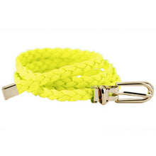 Women Ladies Weaved Braid PU Leather Skinny Narrow Waistband Waist Belt 1cm Wide